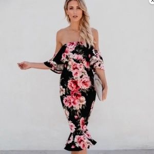 VICI Garden Party Off the Shoulder Midi Dress